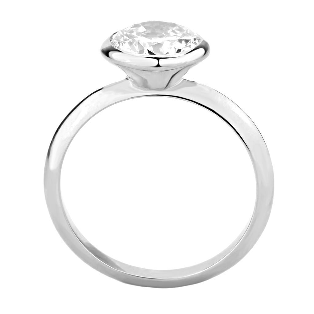 3W1487 - Rhodium Brass Ring with AAA Grade CZ  in Clear-2