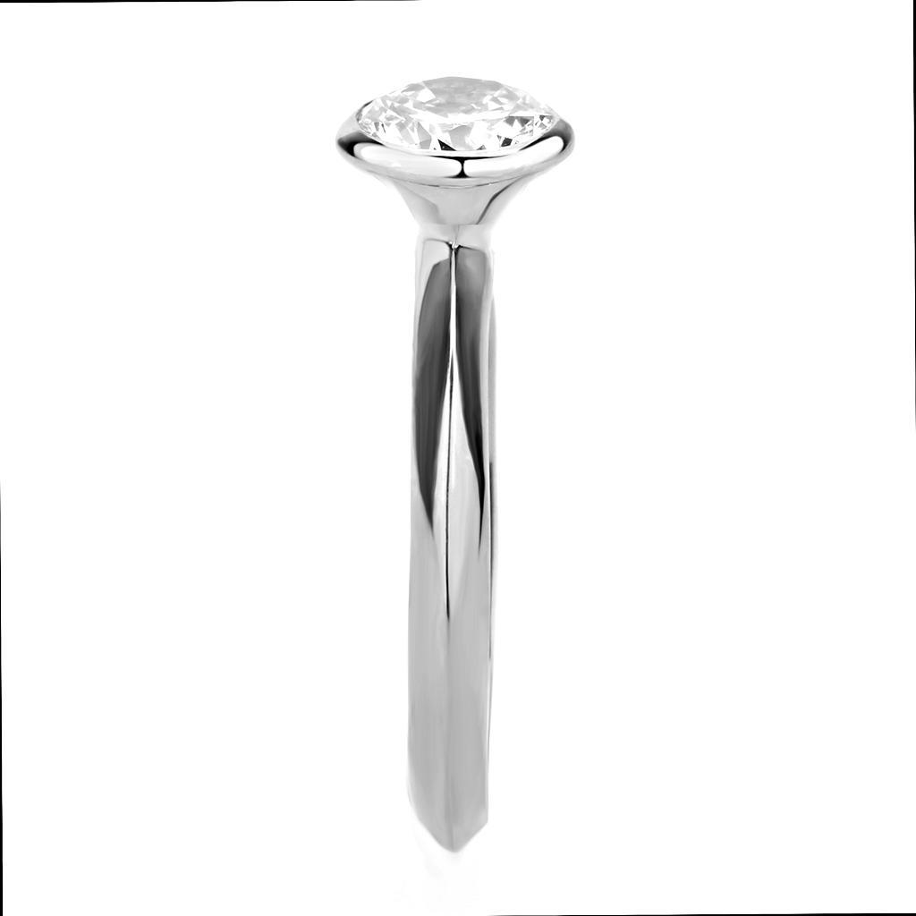 3W1487 - Rhodium Brass Ring with AAA Grade CZ  in Clear-3