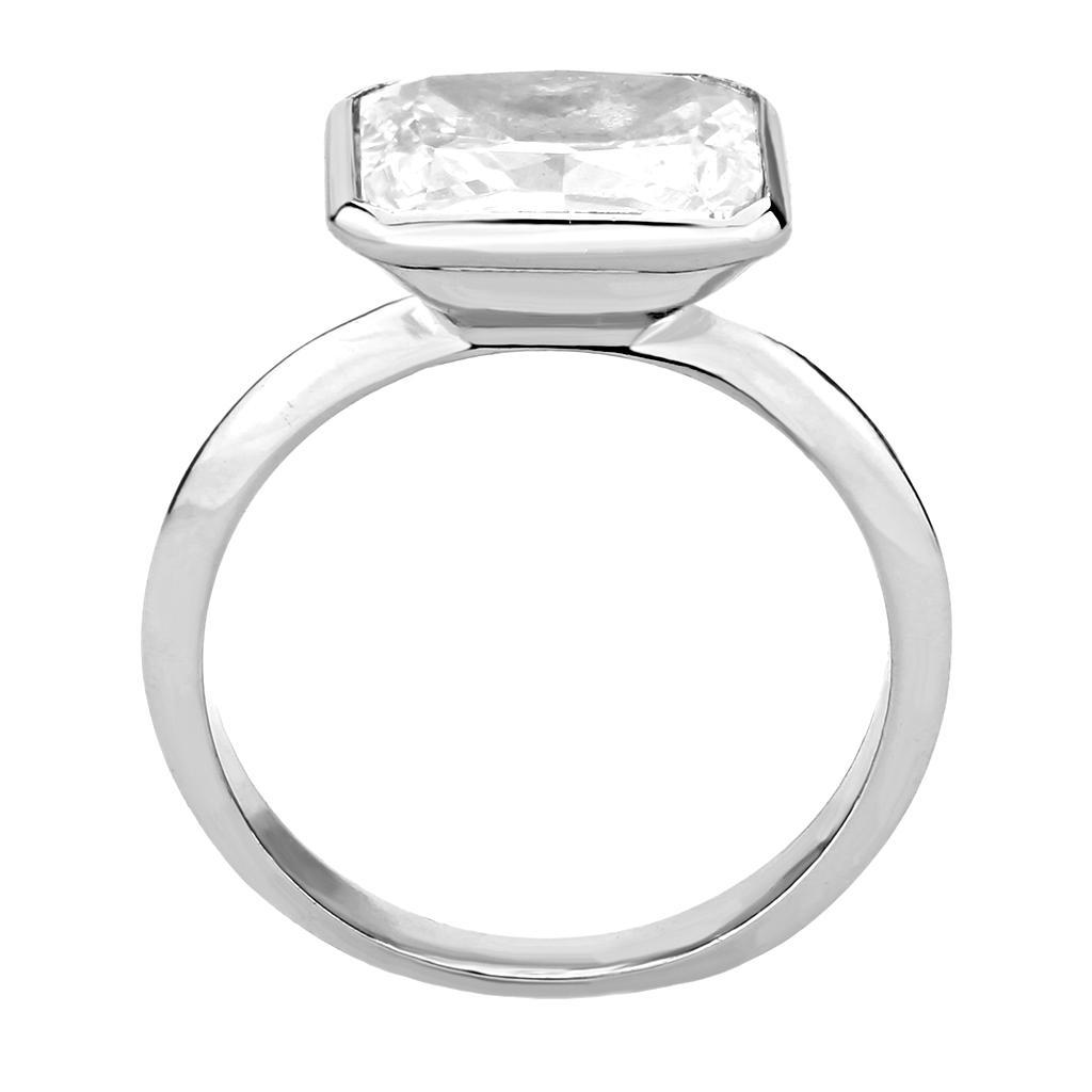 3W1488 - Rhodium Brass Ring with AAA Grade CZ  in Clear-2