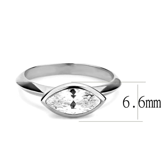 3W1489 - Rhodium Brass Ring with AAA Grade CZ  in Clear-1
