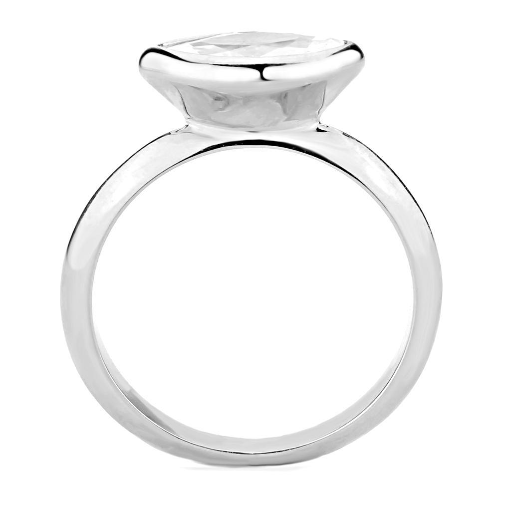 3W1489 - Rhodium Brass Ring with AAA Grade CZ  in Clear-2