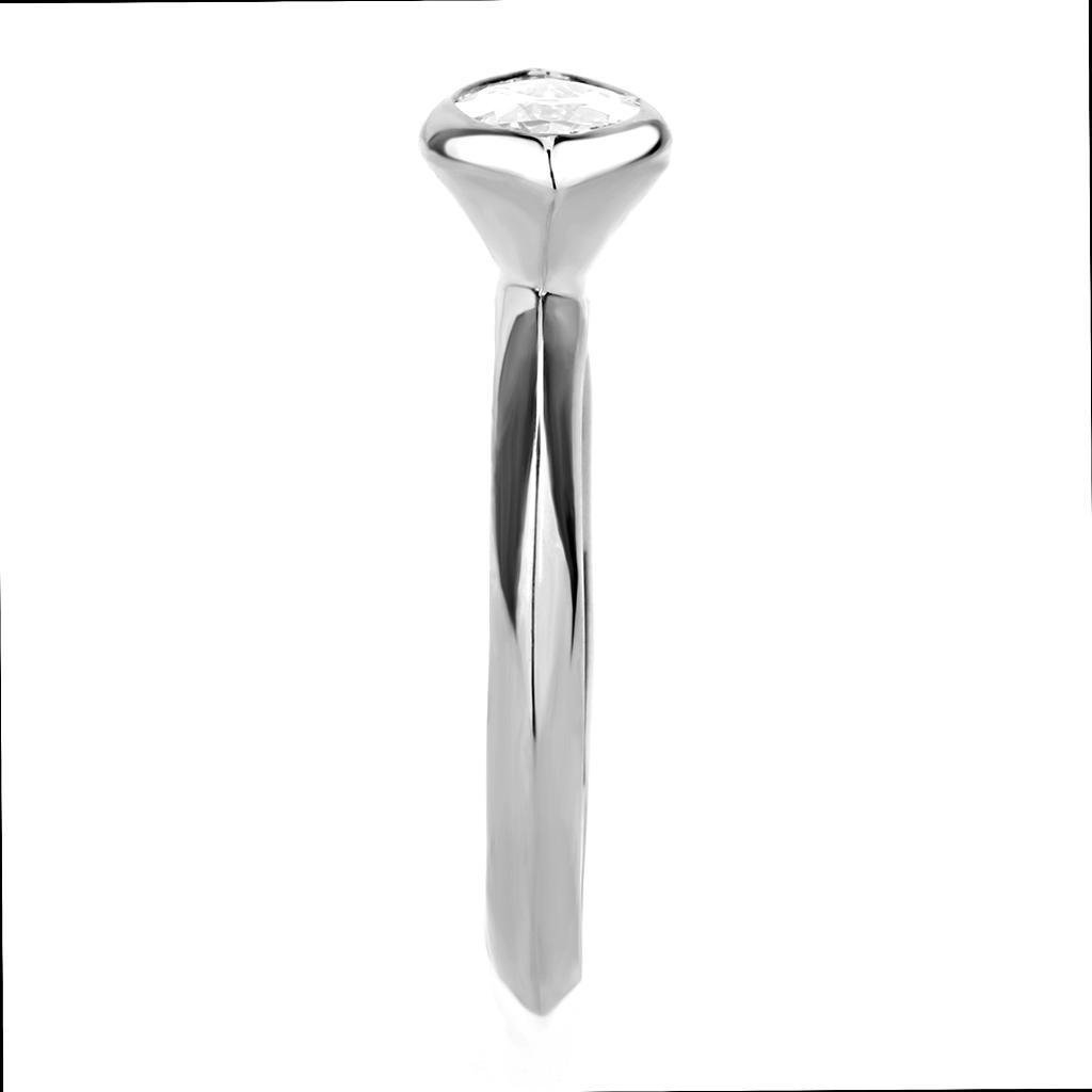 3W1489 - Rhodium Brass Ring with AAA Grade CZ  in Clear-3