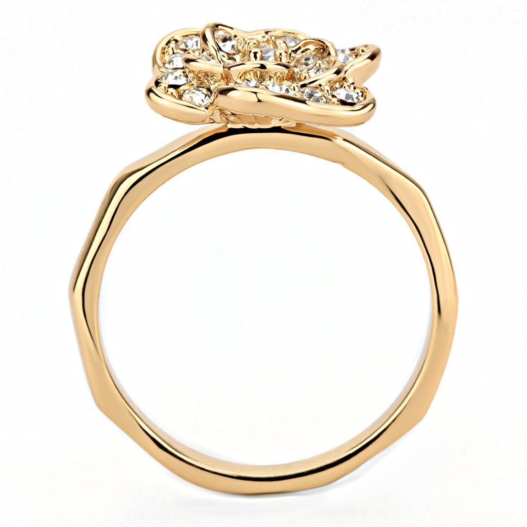 3W1491 - Rose Gold Brass Ring with Top Grade Crystal  in Clear-2