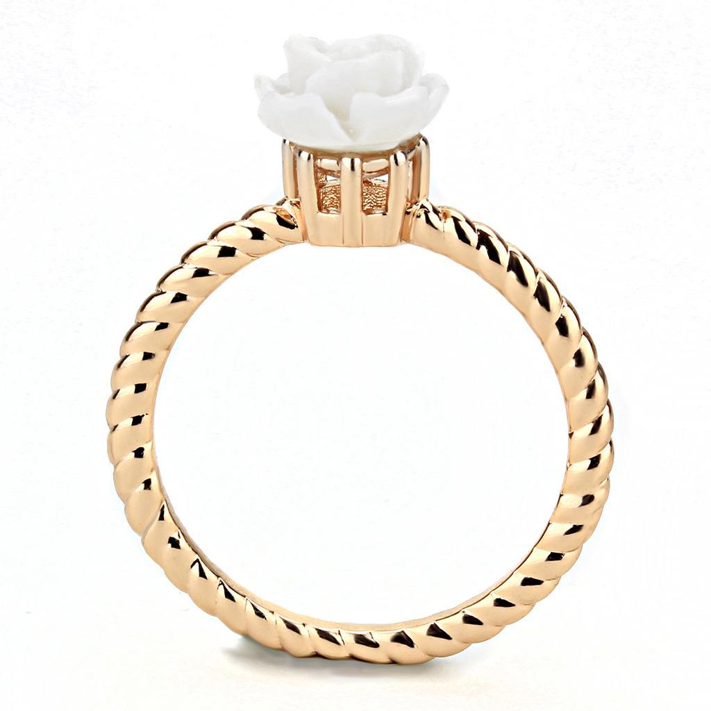3W1492 - Rose Gold Brass Ring with Synthetic Synthetic Stone in White-2