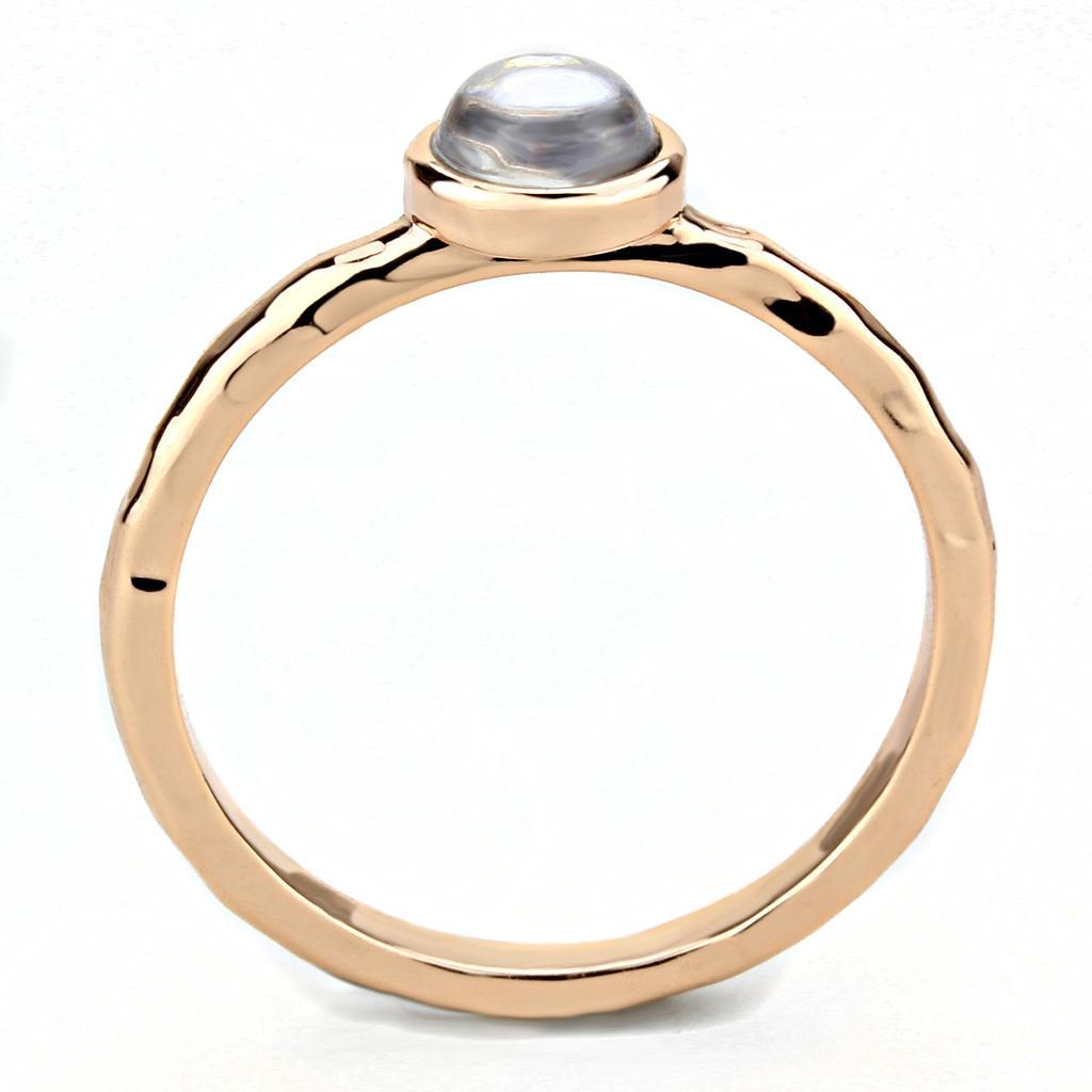 3W1493 - Rose Gold Brass Ring with Synthetic Synthetic Glass in Aquamarine-2