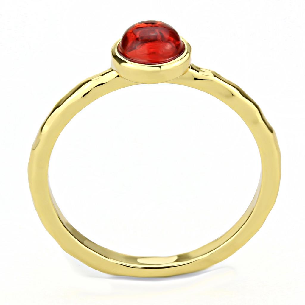 3W1496 - Gold Brass Ring with Synthetic Synthetic Glass in Garnet-2
