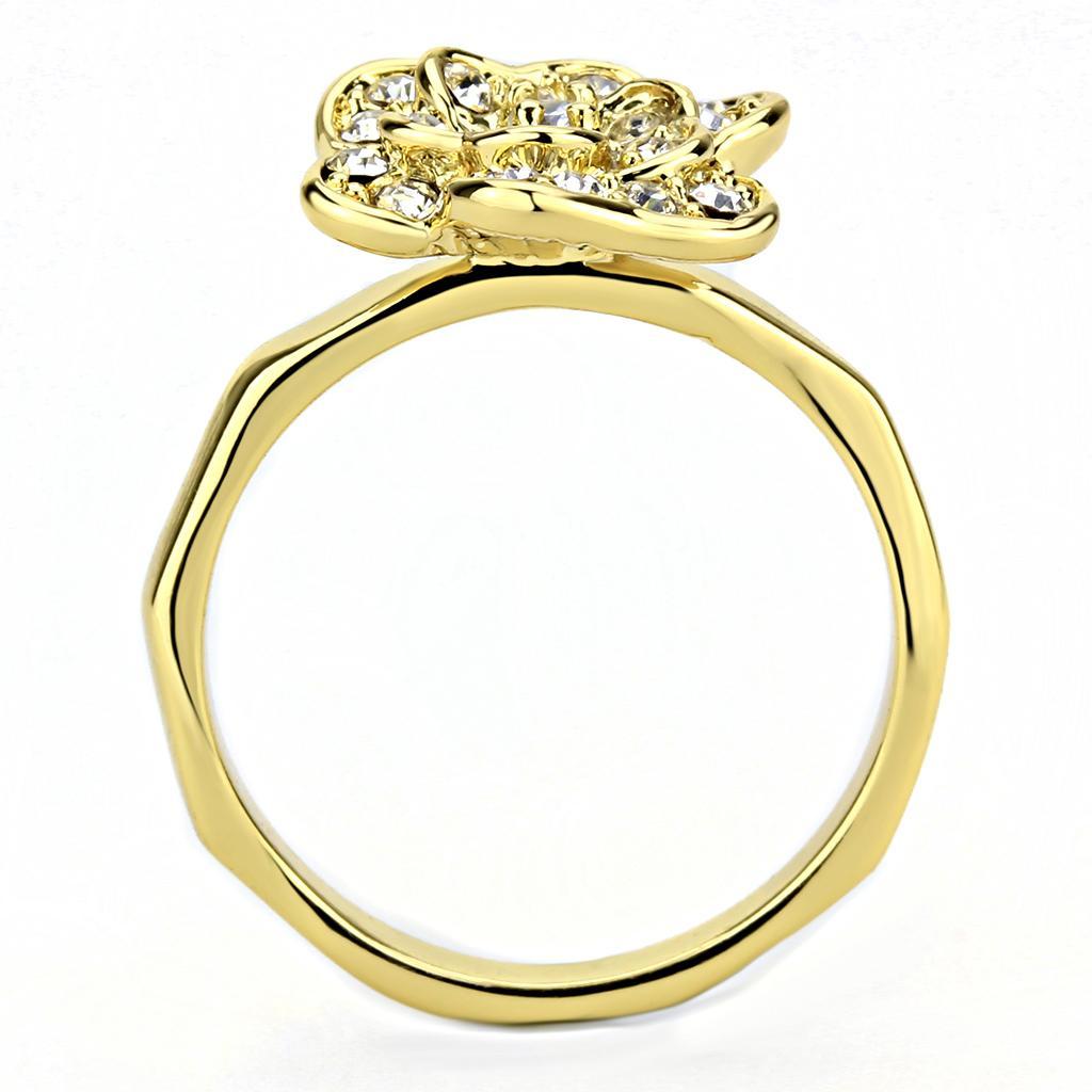 3W1497 - Gold Brass Ring with Top Grade Crystal  in Clear-2