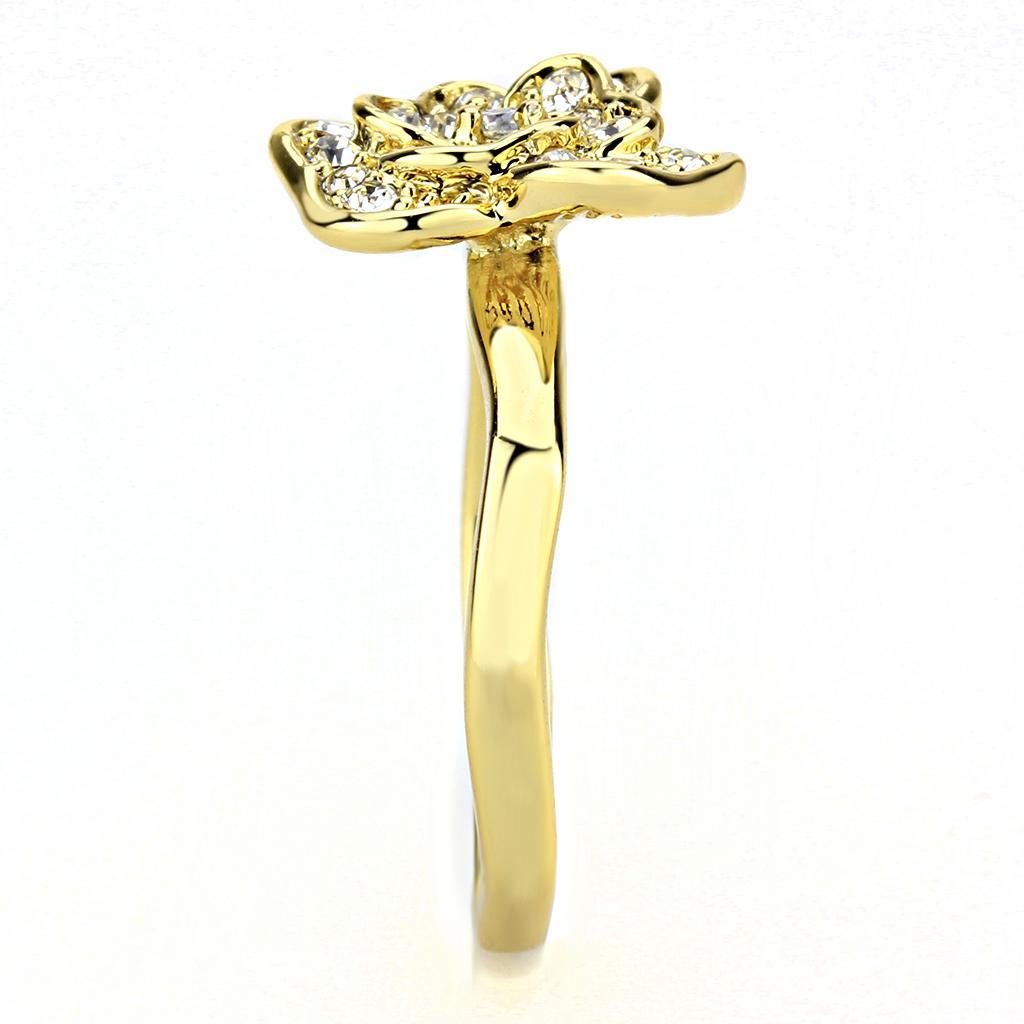 3W1497 - Gold Brass Ring with Top Grade Crystal  in Clear-3