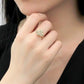 3W1497 - Gold Brass Ring with Top Grade Crystal  in Clear-4