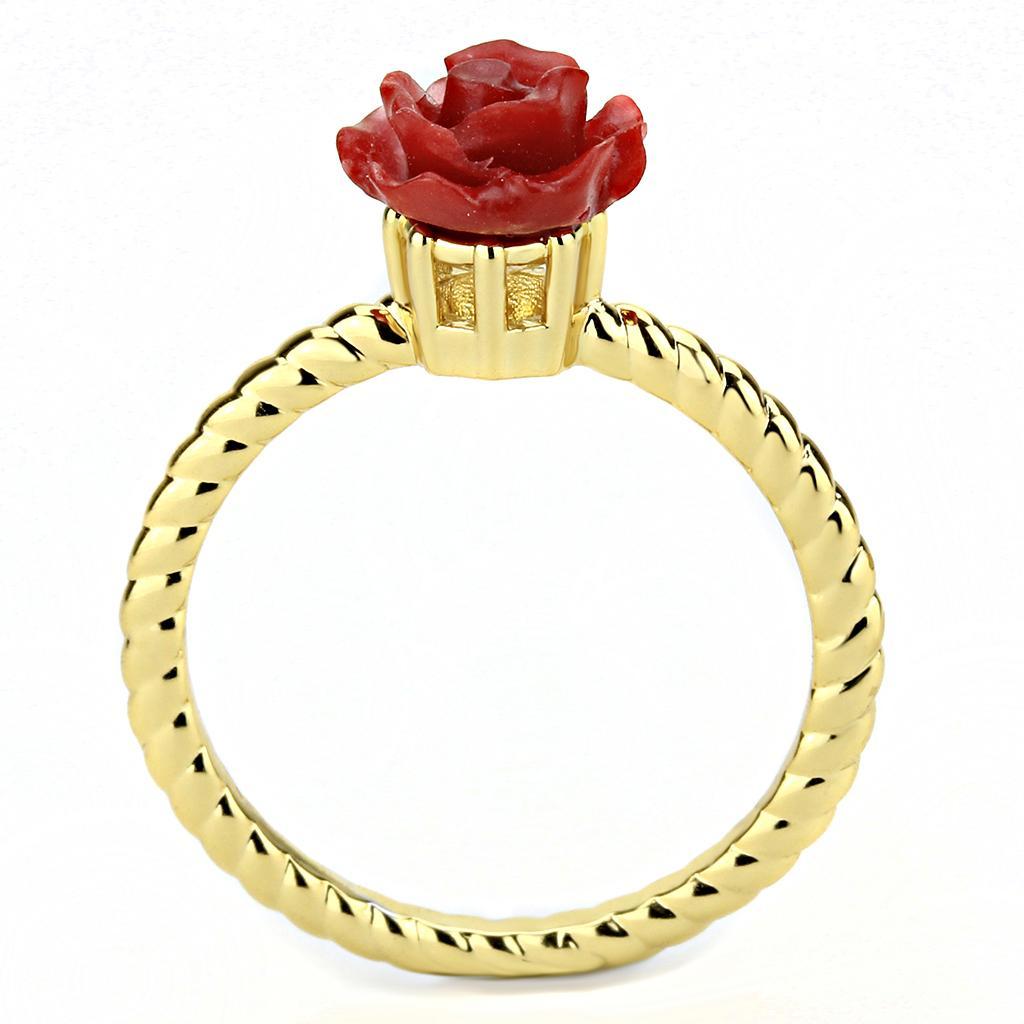 3W1498 - Gold Brass Ring with Synthetic Synthetic Stone in Siam-2