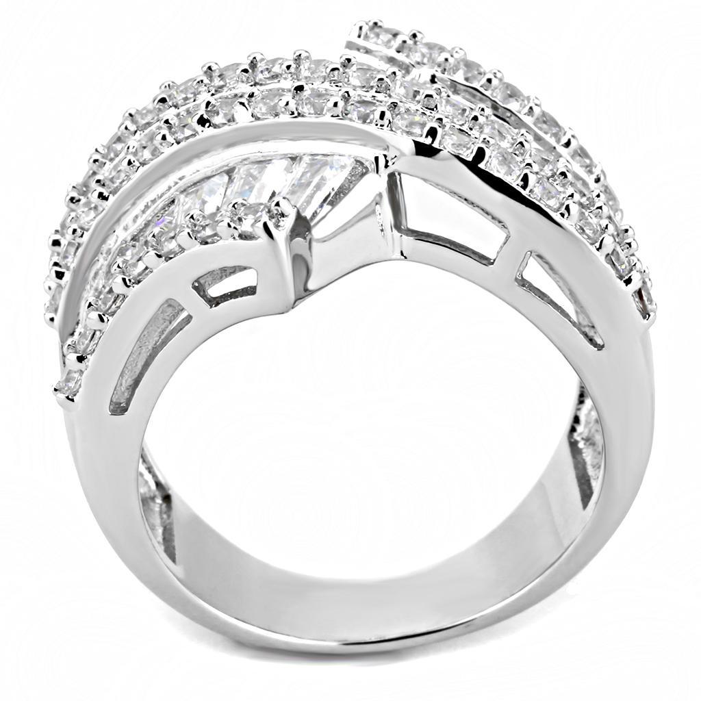 3W1501 - Rhodium Brass Ring with AAA Grade CZ  in Clear-2
