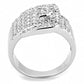 3W1502 - Rhodium Brass Ring with AAA Grade CZ  in Clear-2