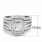 3W1503 - Rhodium Brass Ring with AAA Grade CZ  in Clear-1