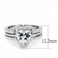 3W1504 - Rhodium Brass Ring with AAA Grade CZ  in Clear-1