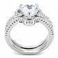 3W1504 - Rhodium Brass Ring with AAA Grade CZ  in Clear-2