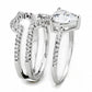 3W1504 - Rhodium Brass Ring with AAA Grade CZ  in Clear-3