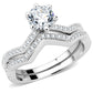 3W1505 - Rhodium Brass Ring with AAA Grade CZ  in Clear-0