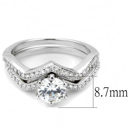 3W1505 - Rhodium Brass Ring with AAA Grade CZ  in Clear-1