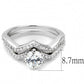 3W1505 - Rhodium Brass Ring with AAA Grade CZ  in Clear-1