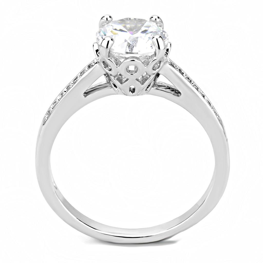 3W1507 - Rhodium Brass Ring with AAA Grade CZ  in Clear-2