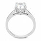 3W1507 - Rhodium Brass Ring with AAA Grade CZ  in Clear-2