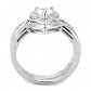 3W1508 - Rhodium Brass Ring with AAA Grade CZ  in Clear-2