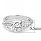 3W1512 - Rhodium Brass Ring with AAA Grade CZ  in Clear-1