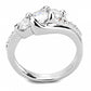 3W1512 - Rhodium Brass Ring with AAA Grade CZ  in Clear-2