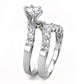3W1513 - Rhodium Brass Ring with AAA Grade CZ  in Clear-3