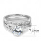 3W1514 - Rhodium Brass Ring with AAA Grade CZ  in Clear-1