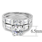 3W1515 - Rhodium Brass Ring with AAA Grade CZ  in Clear-1