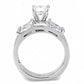 3W1515 - Rhodium Brass Ring with AAA Grade CZ  in Clear-2