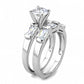 3W1515 - Rhodium Brass Ring with AAA Grade CZ  in Clear-3