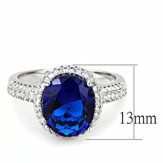 3W1516 - Rhodium Brass Ring with Synthetic  in Montana-1