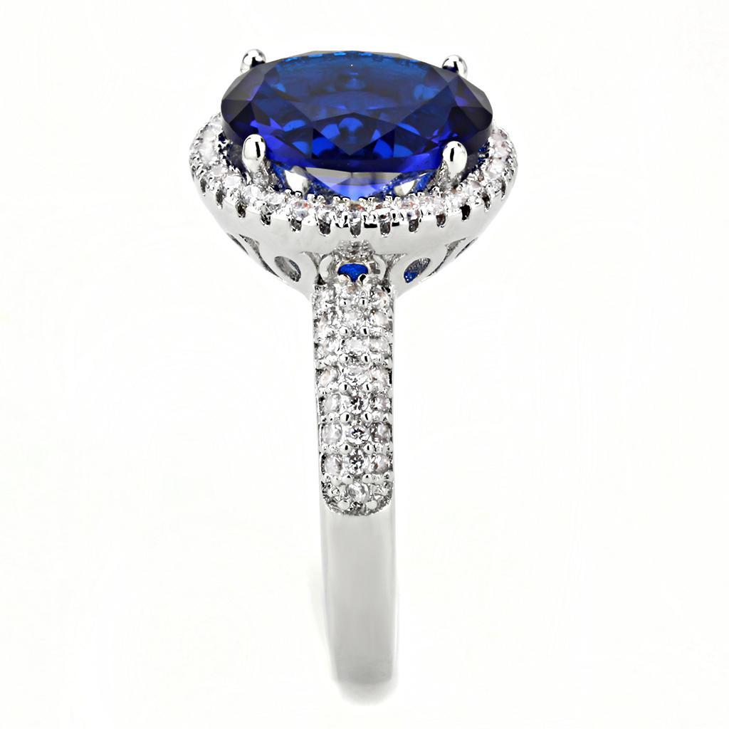 3W1516 - Rhodium Brass Ring with Synthetic  in Montana-3