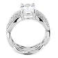 3W1517 - Rhodium Brass Ring with AAA Grade CZ  in Clear-2