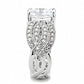 3W1517 - Rhodium Brass Ring with AAA Grade CZ  in Clear-3
