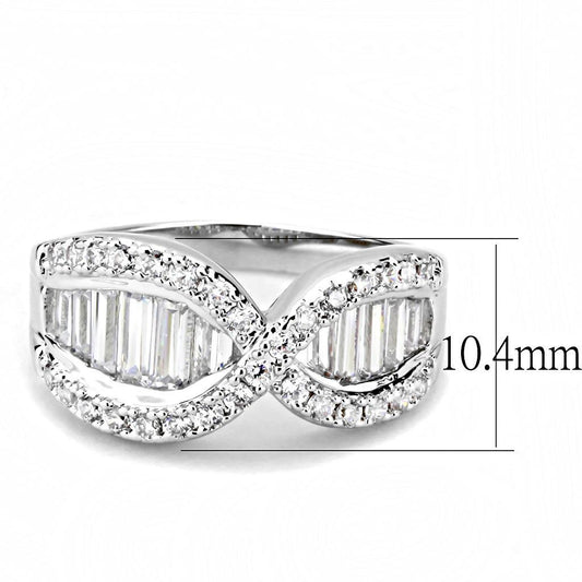 3W1518 - Rhodium Brass Ring with AAA Grade CZ  in Clear-1