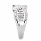 3W1518 - Rhodium Brass Ring with AAA Grade CZ  in Clear-3