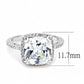 3W1522 - Rhodium Brass Ring with AAA Grade CZ  in Clear-1