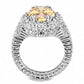 3W1523 - Rhodium Brass Ring with AAA Grade CZ  in Champagne-2
