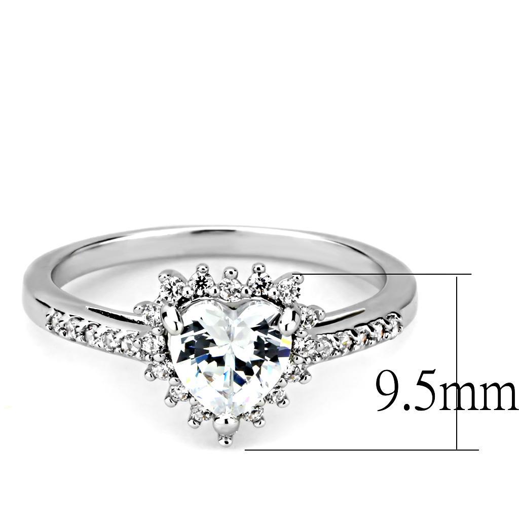 3W1526 - Rhodium Brass Ring with AAA Grade CZ  in Clear-1