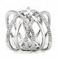 3W1528 - Rhodium Brass Ring with AAA Grade CZ  in Clear-3