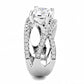 3W1529 - Rhodium Brass Ring with AAA Grade CZ  in Clear-3
