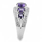 3W1530 - Rhodium Brass Ring with Synthetic  in Amethyst-3