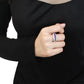 3W1530 - Rhodium Brass Ring with Synthetic  in Amethyst-4