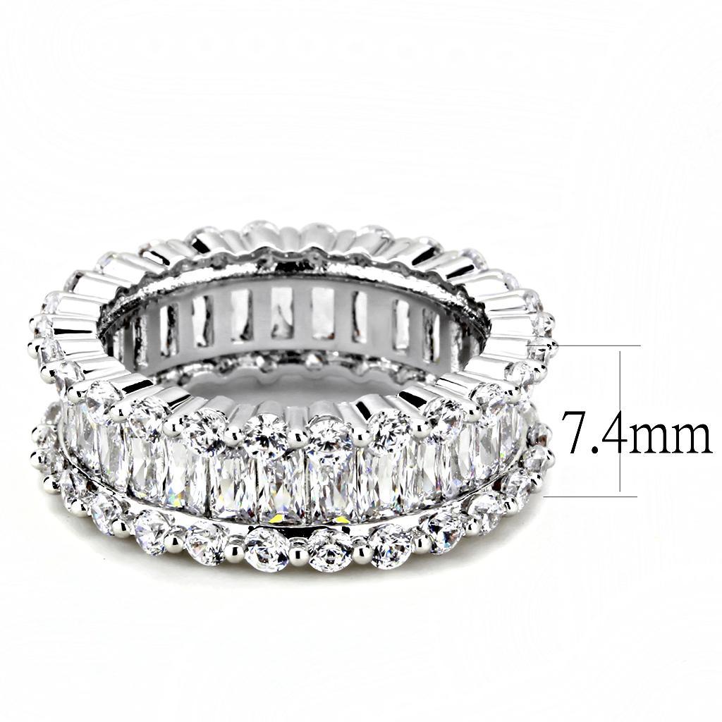 3W1531 - Rhodium Brass Ring with AAA Grade CZ  in Clear-1