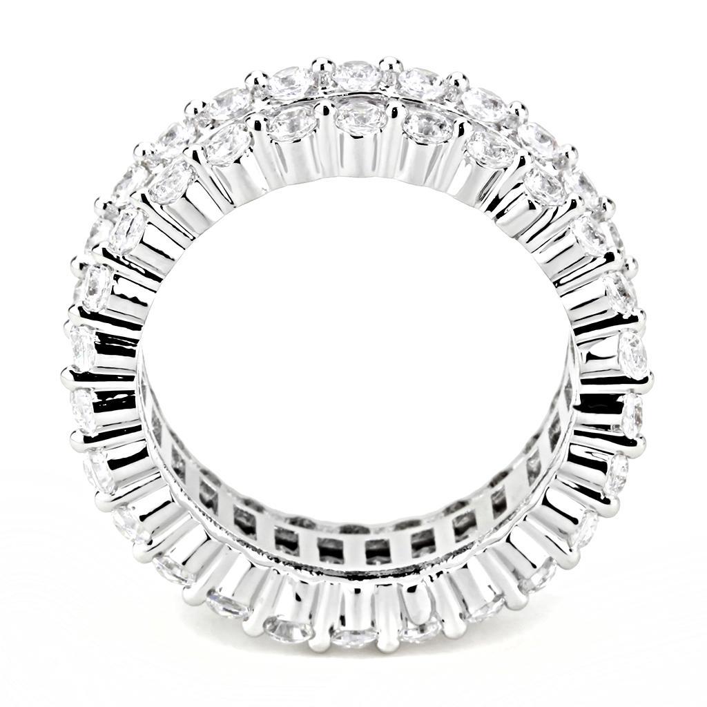 3W1531 - Rhodium Brass Ring with AAA Grade CZ  in Clear-2
