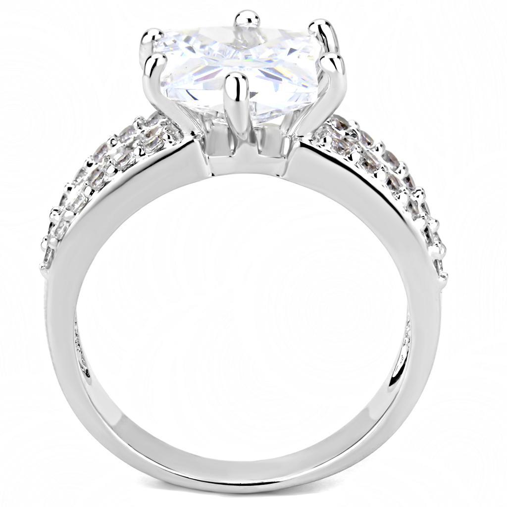3W1532 - Rhodium Brass Ring with AAA Grade CZ  in Clear-2