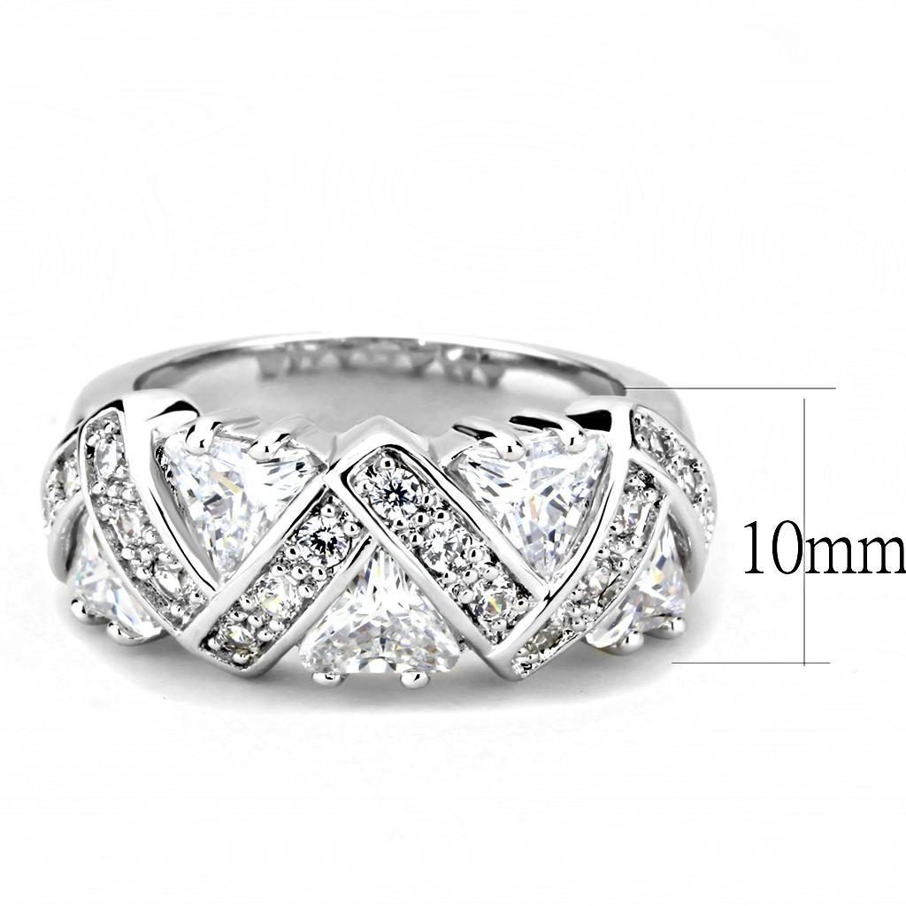 3W1533 - Rhodium Brass Ring with AAA Grade CZ  in Clear-1